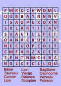 Mots cach&eacute;s des signes astrologiques